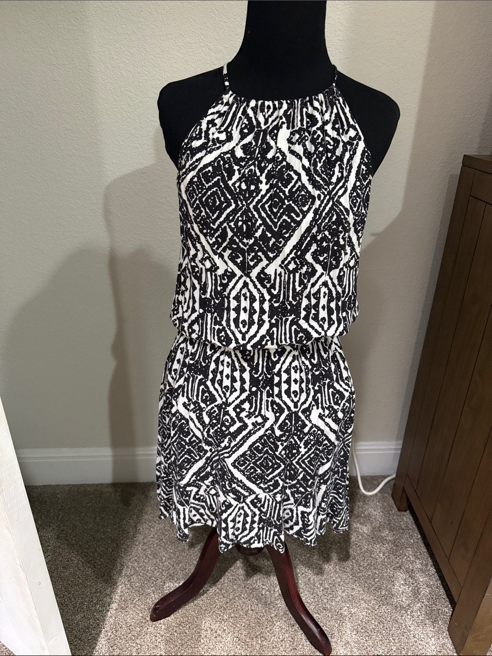 Ella Moss Black and White Halter Mini Dress
